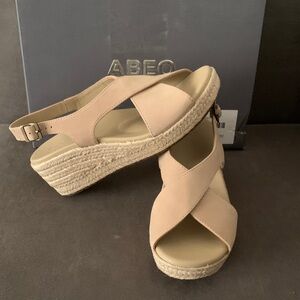 ABEO Beige Espadrille Wedge Sandals